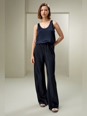 Lilysilk Navy Full Bias Cut Silk Pants size 8P